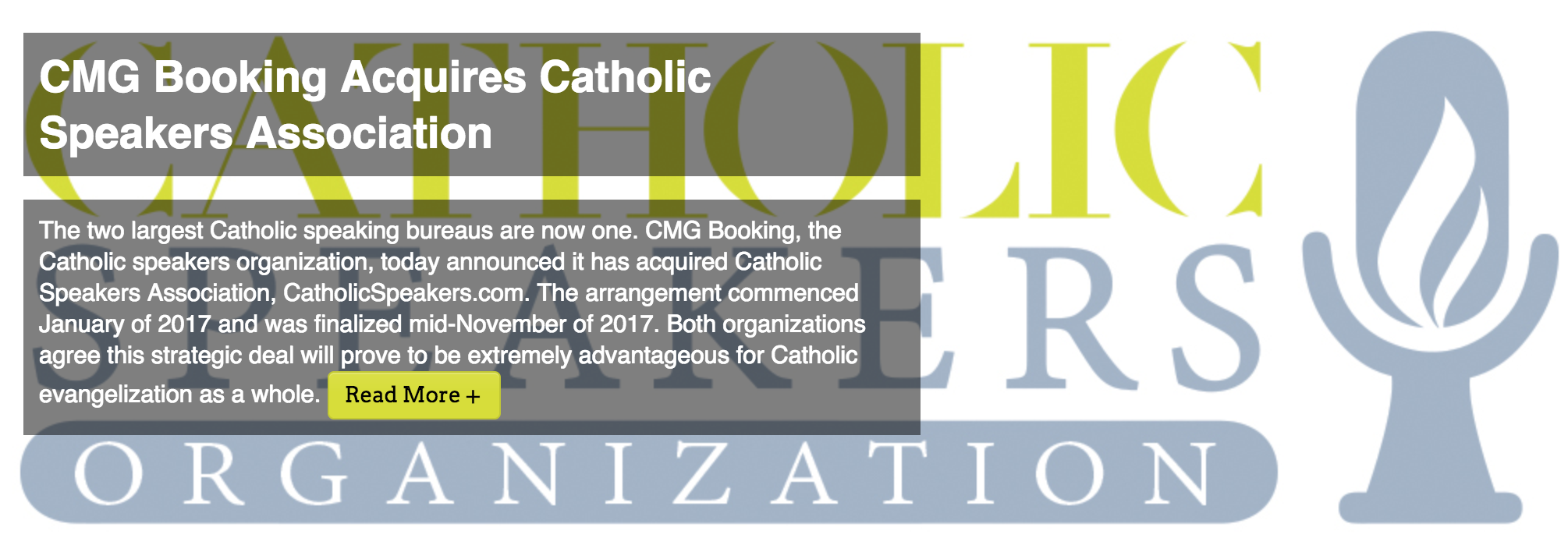 CMG Booking Acquires Catholic Speakers Association cs